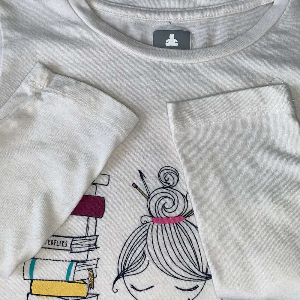 Gap Girl 4 Long Sleeve Off White Top School Books GUC
